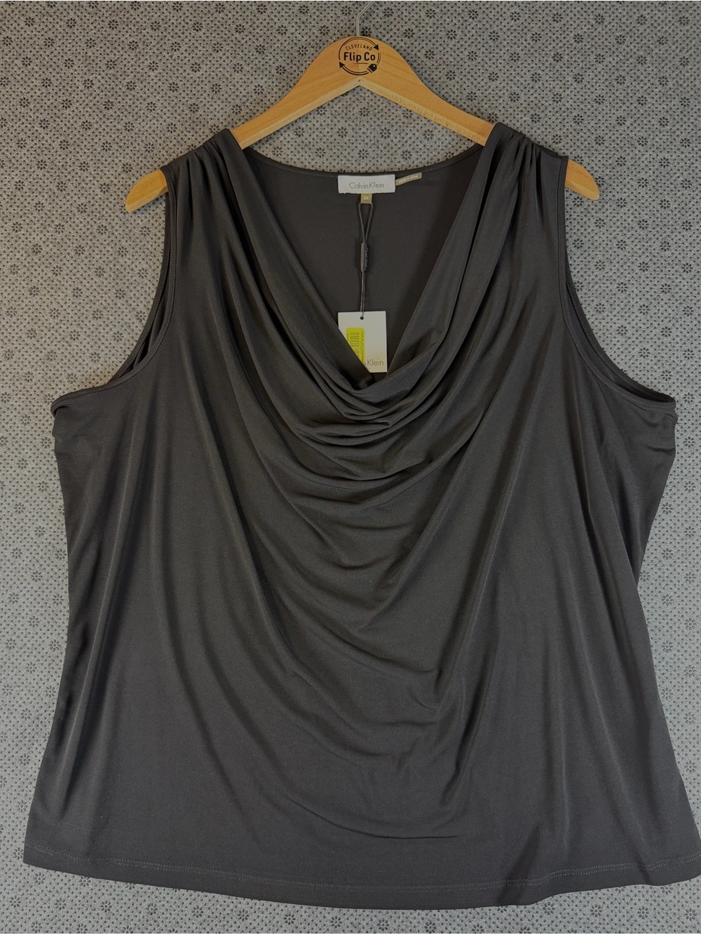 Calvin Klein Draped Cowl Neck Sleeveless Top - Picture 2 of 7
